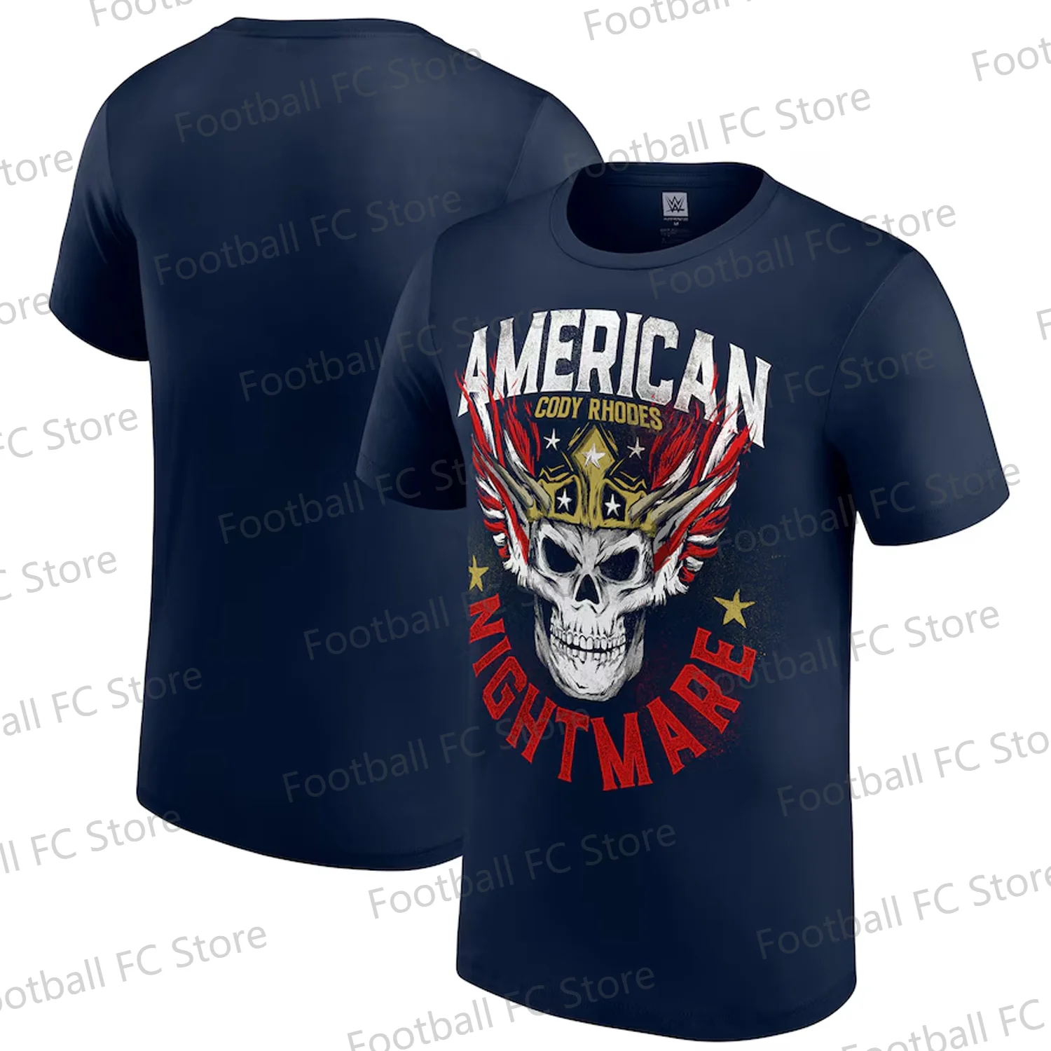 2024 New Summer Cody Rhodes Youth Crowned Skull Americana Cotton T-Shirt