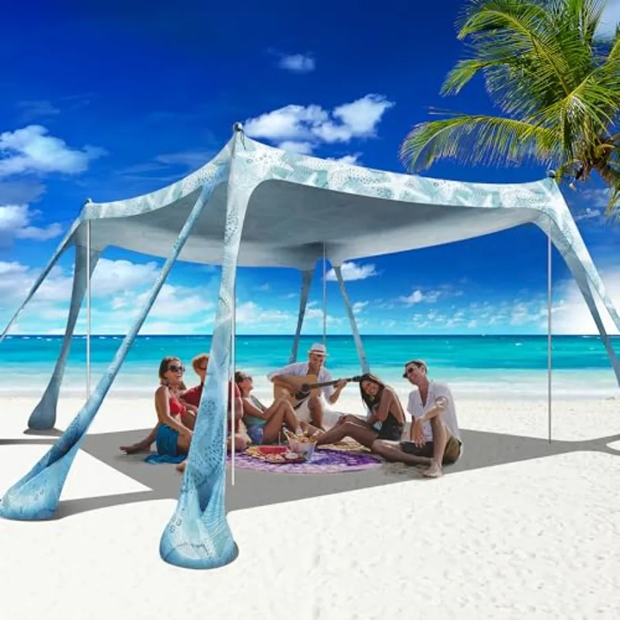 

Beach Canopy Tent for Outdoor Family Camping, Fishing, Picnic; Polyester Fabric, Navy Blue; UPF50+ Sun Protection, Pop-Up Setup