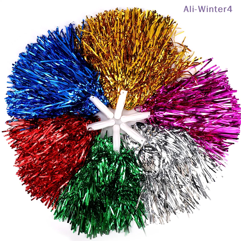 

{Summer2} 1 пара помпонов для чирлидинга для детей и взрослых, металлические помпоны с лентами, цветы для рук чирлидеров, для танцев и командных видов спорта