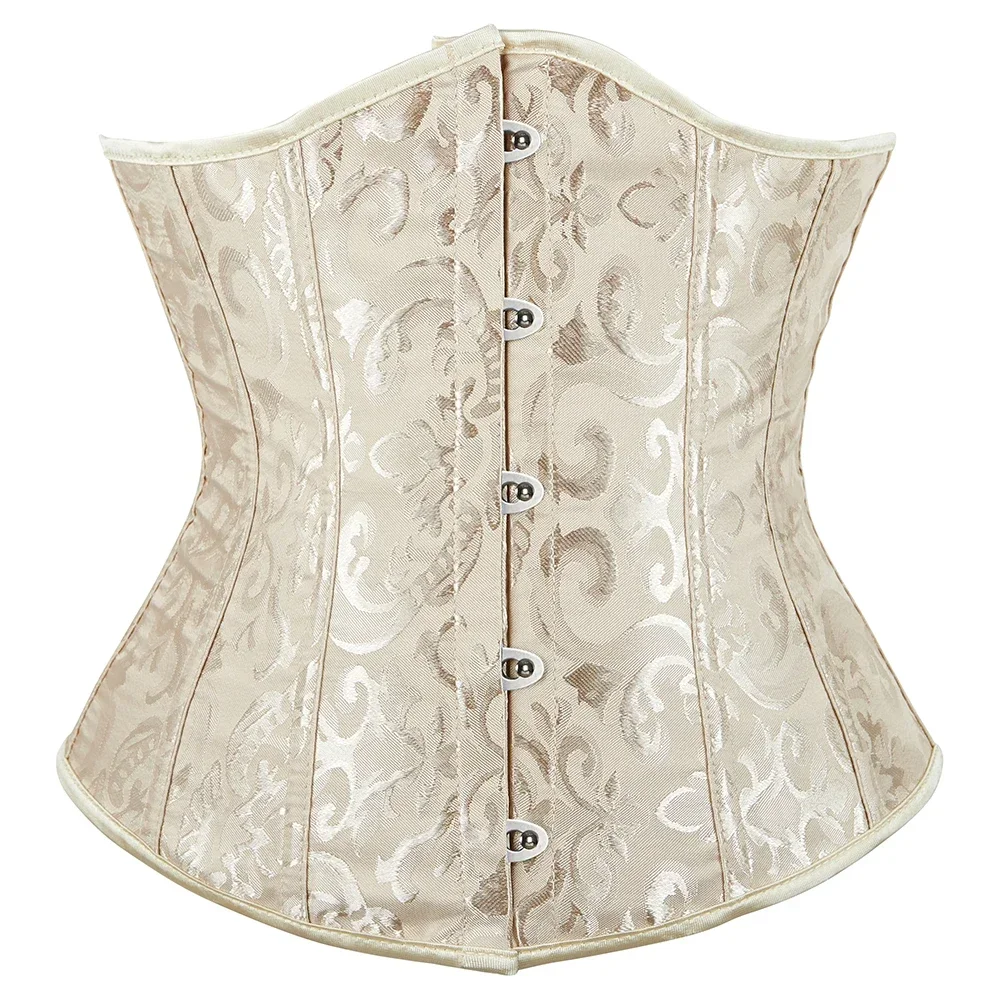 Vintage Underbust Corset Top Women Gothic Jacquard Plastic Bones Basques Body Shaper Sliming Waist Trainer Bustier