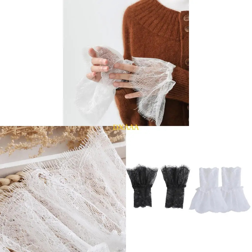

DXAA French Lace Flower Arm Sleeves Decorative Sleeves Armwear for Women Dress 2Pairs