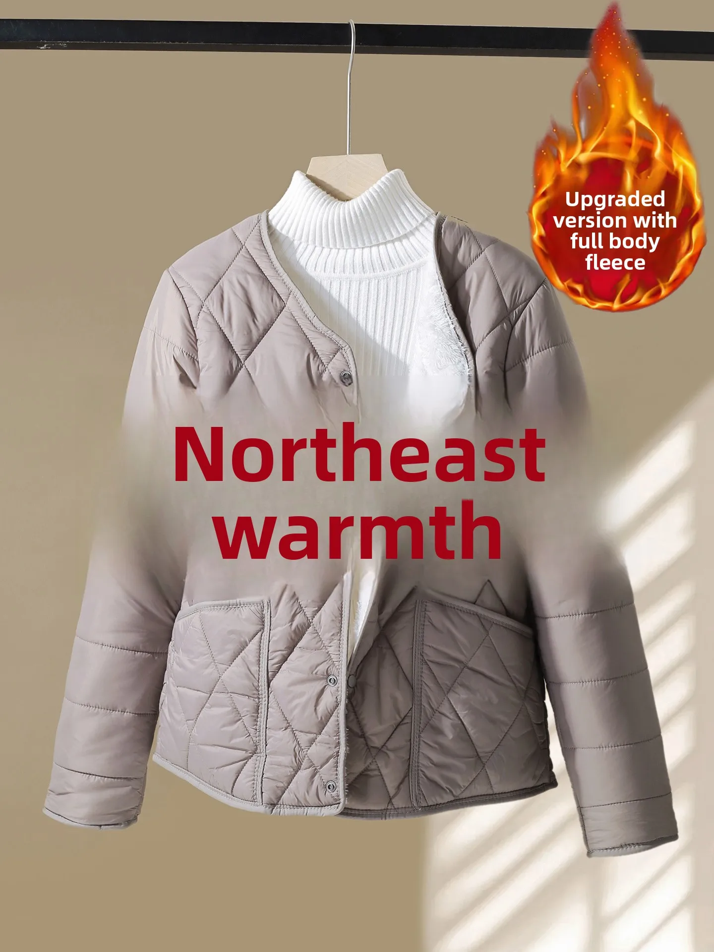 

Утепленное хлопковое пальто Thiened Northeast для женщин, на флисовой подкладке, теплое, для дома, маленькое, приталенное, с быстрым теплосбережением, из хлопка.