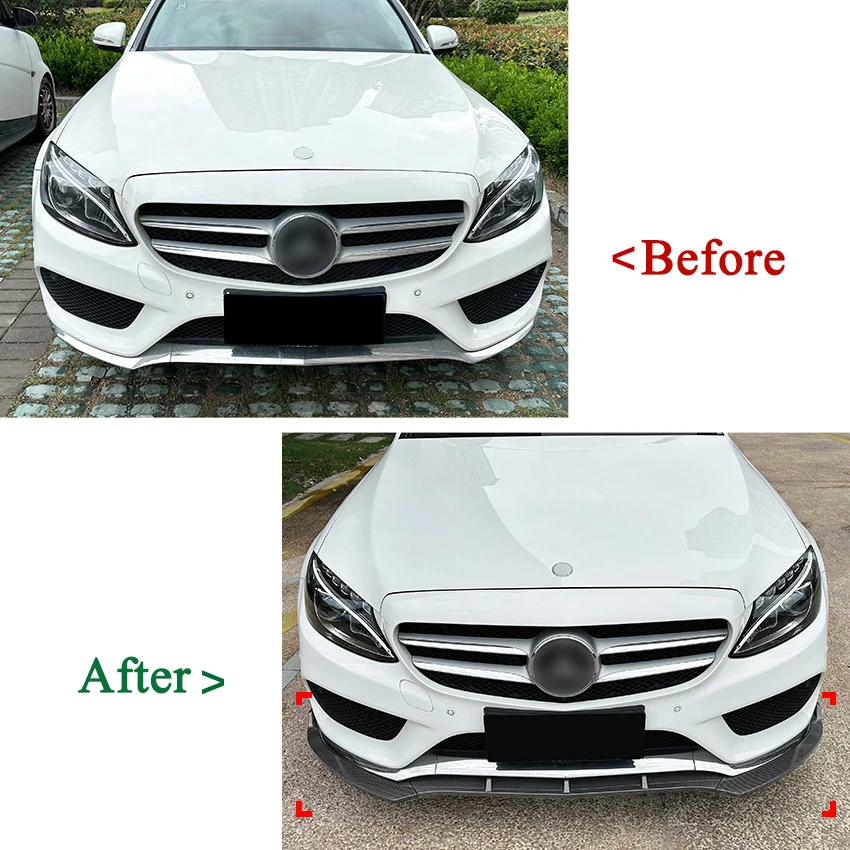 Car Front Spoiler Bumper Lip Diffuser Spoiler For Mercedes-Benz C-Class W205 C180 C200 C260 AMG 2015-2018 Lower Blade Splitter