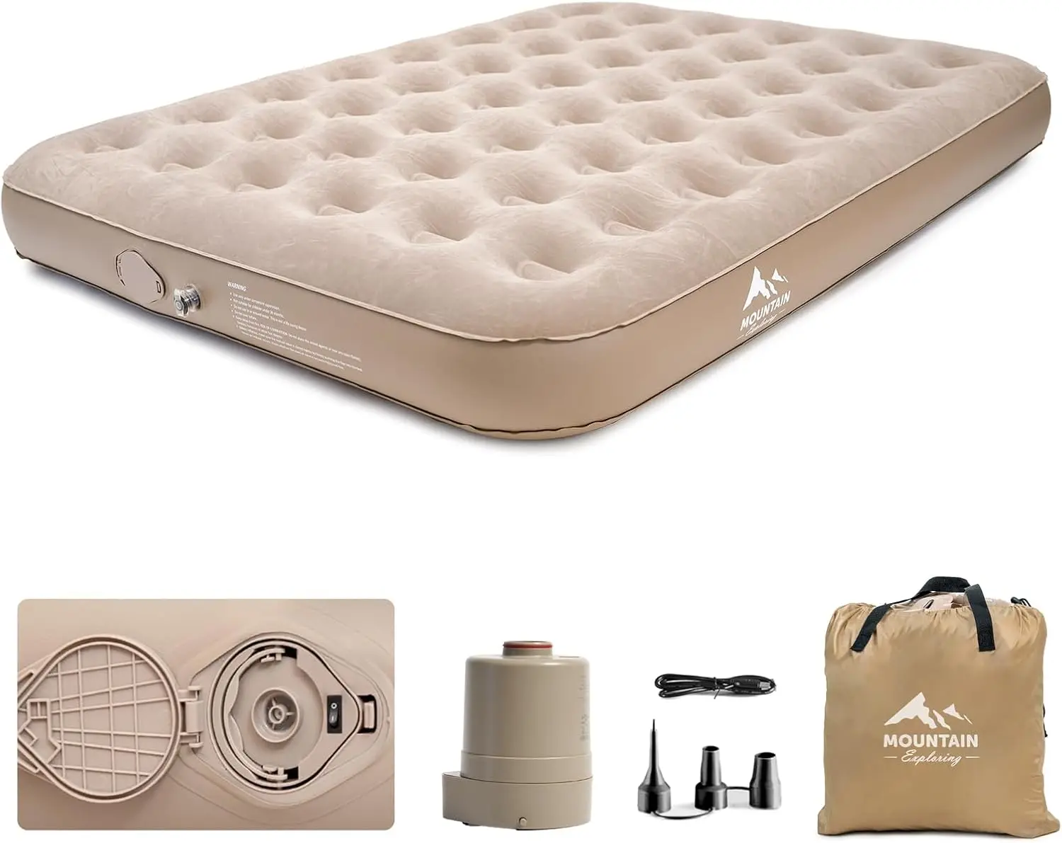 

Надувной матрас Queen со встроенным насосом, 2-минутный самонадувной матрас с быстрым насосом, двойная надувная кровать, прочные надувные матрасы 10 часов для