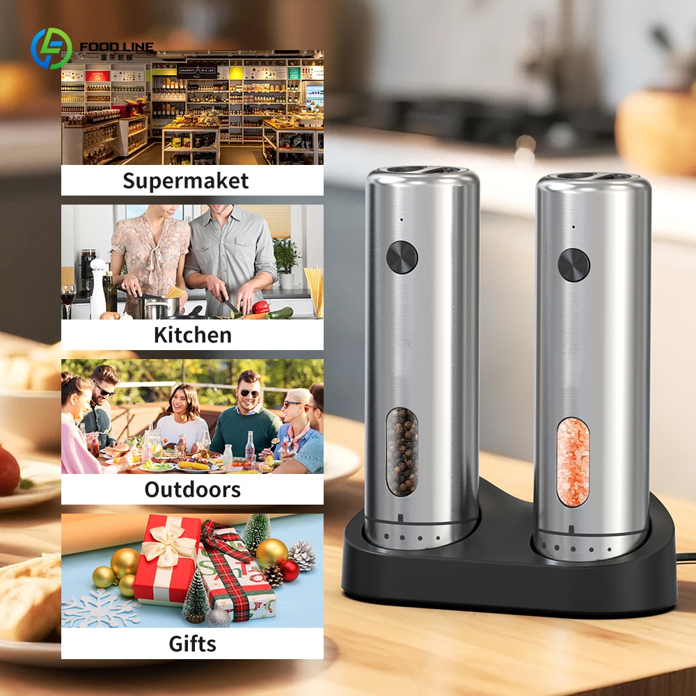 

Электрический набор для измельчения соли и перца, перезаряжаемый, из нержавеющей стали