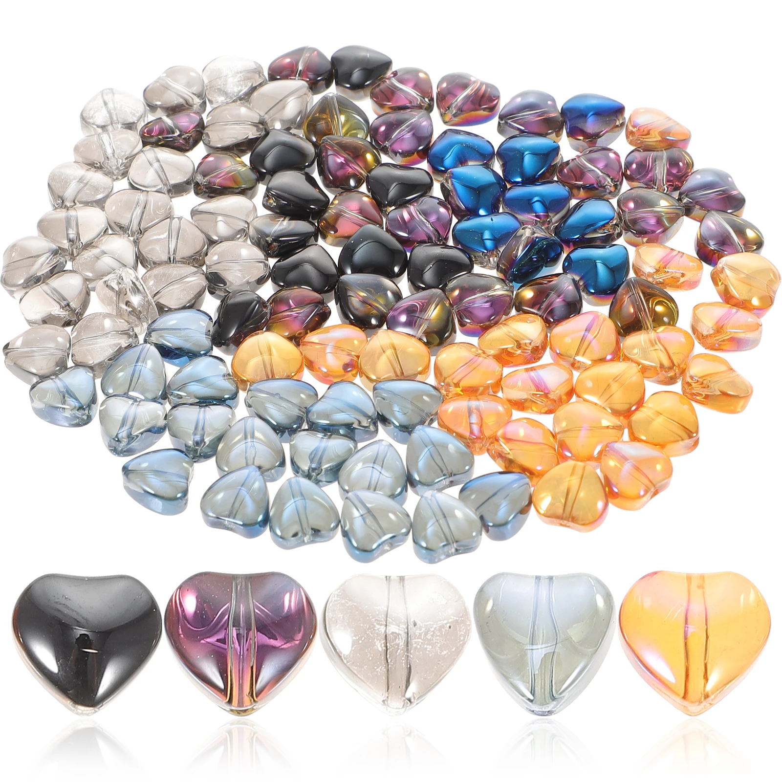 

100pcs Heart Shaped Glass Crystal Beads for Jewelry Making DIY Crafts Loose Bulk Necklace Bracelet Spacer Bead Charm Handcraft