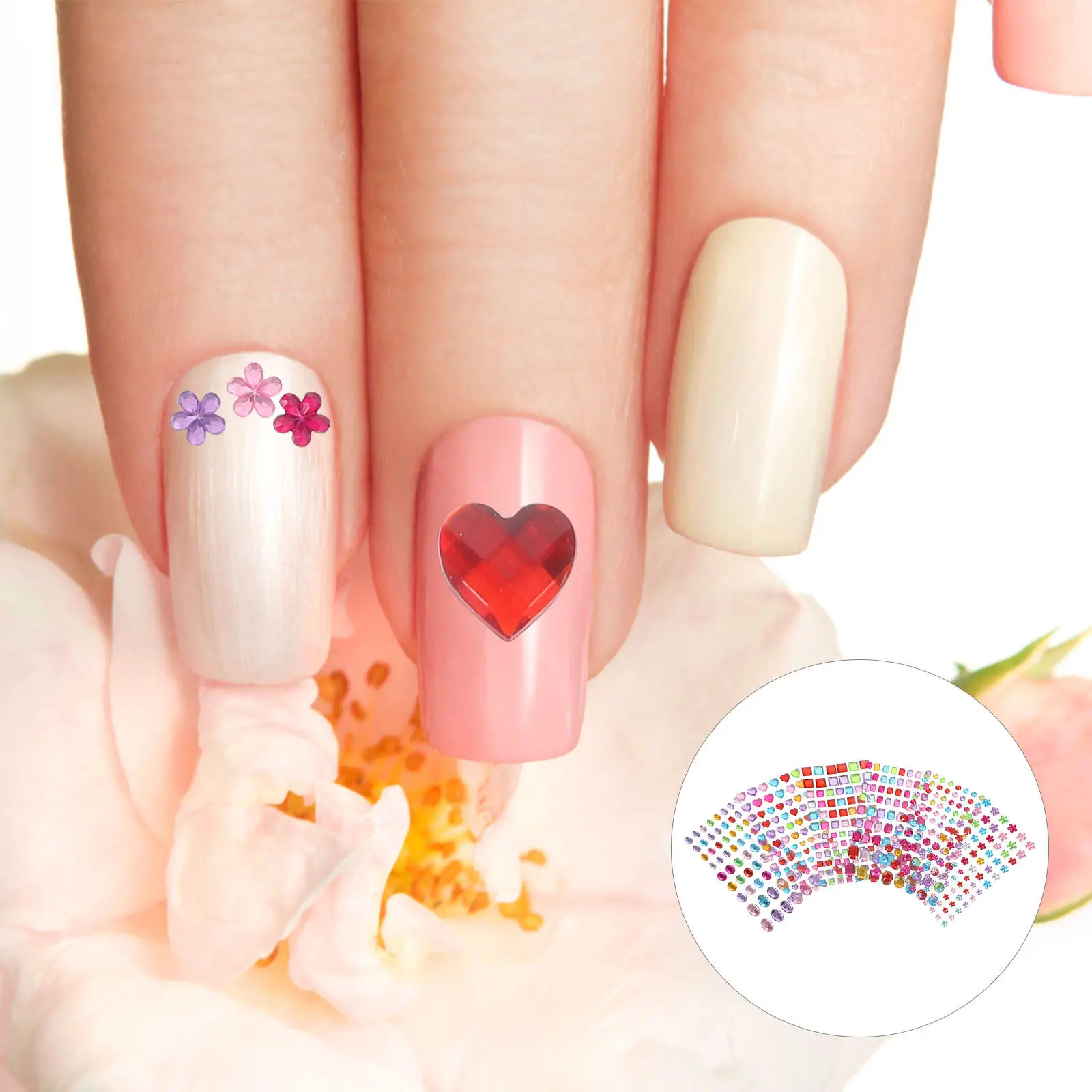 

12 Sheets Acrylic Rhinestone Stickers Self Adhesive Face Jewelry Gems for Makeup Festivals Crafts Nail Art Face Gems Stick on