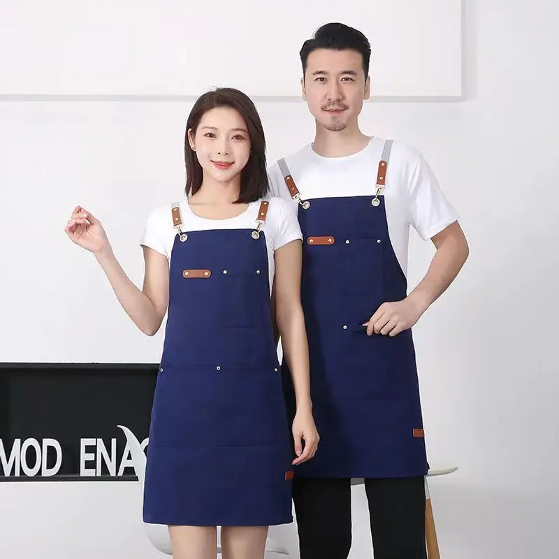 Waterproof Stain-proof Canvas Apron Coffee Shop Kitchen Restaurant Baking Work Wear Clothing Security Protection Safety Supplies