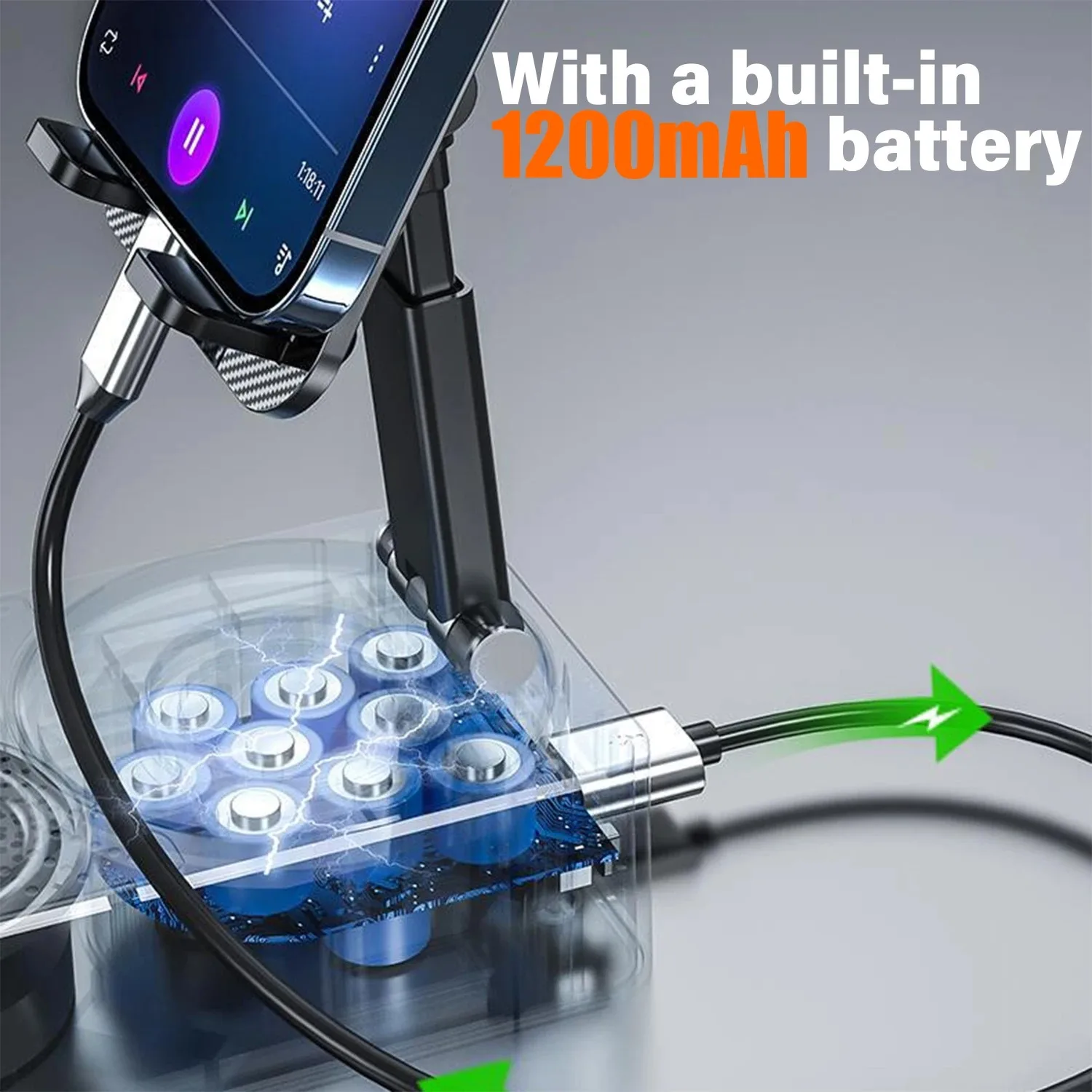 3 In 1 Bluetooth Desktop Mobile Phone Holder Mount Multi-Function Folding Rotatable Bracket Call Speaker Audio Power Bank