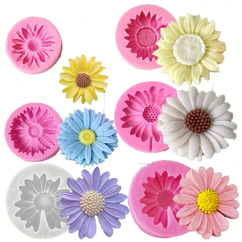 new diy handmade soap plaster diffuser stone mold - sunflower daisy aromatherapy candle silicone mold for creative home crafting