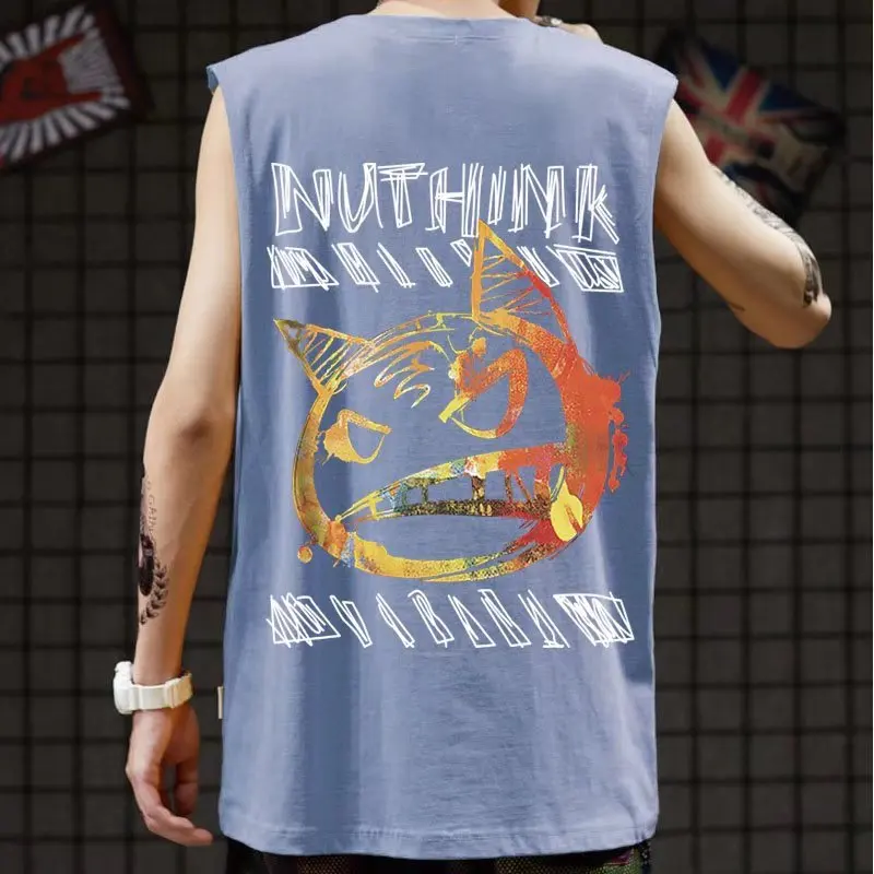 2021 Summer New Men's Tank Tops Fashion Streetwear Print Hip Hop Sleeveless Tank Top Men Casual Men Clothing Loose Men Tank Tops - Image 3