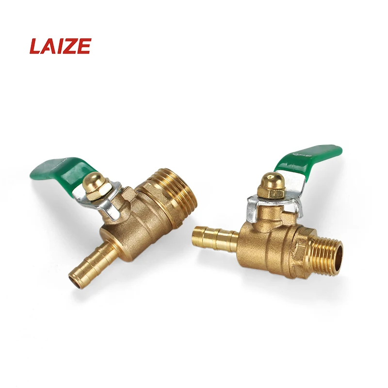 صمام كروي نحاسي شائك 1/4 3/8 1/2 BSP خيوط ذكر أنثى موصل خيط تركيب أنابيب النحاس #5