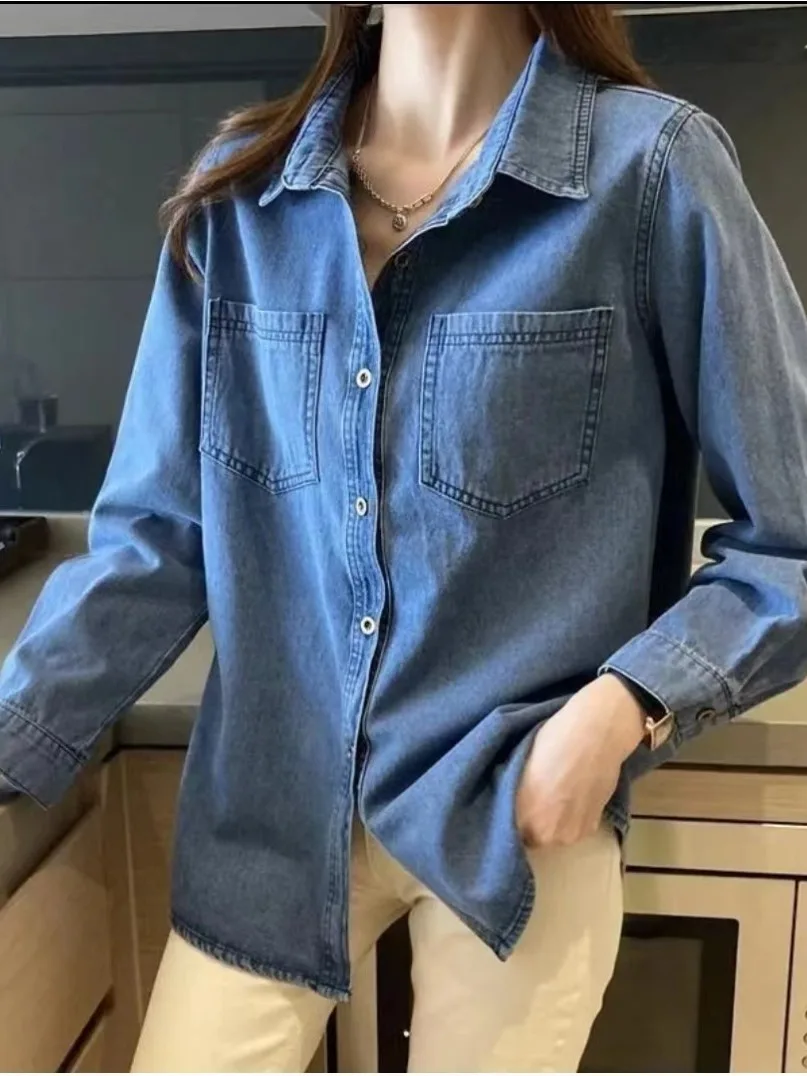 

Denim Coats Ladies Womens Autumn Woolen Cozy Simple Notched Buttoned Patchwork Slim-Fit Temperament Leisure Appliques Fitted Y2K