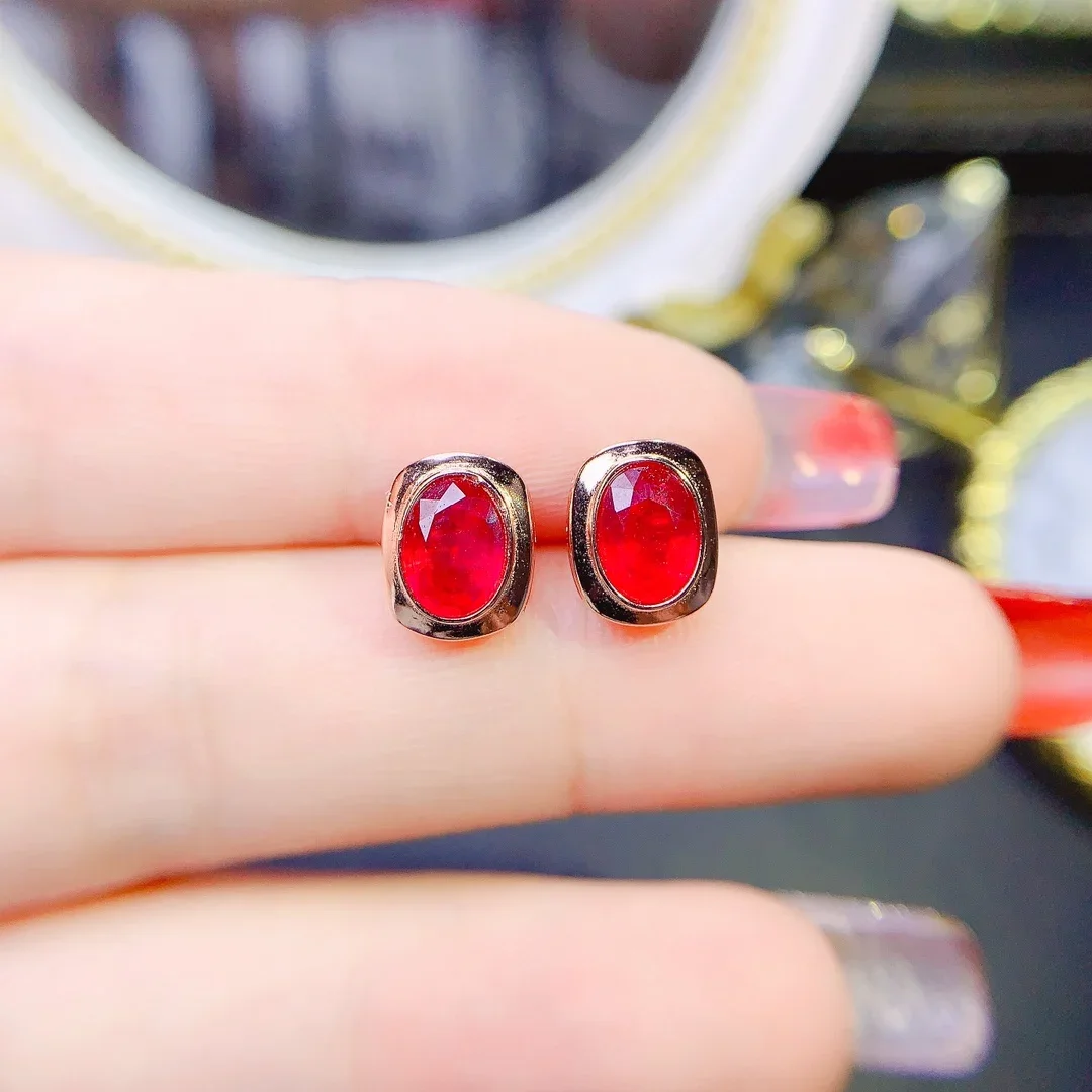 Designer Luxury brand Ruby Stud Silver 925 Luxury Women's Jewelry Female aesthetic Women's free delivery on gemstones