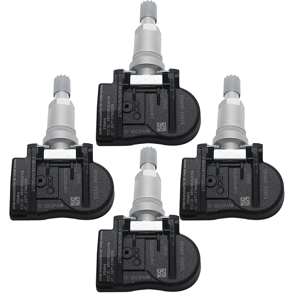 4PCS Car Tire Pressure Sensor TPMS 315MHz For Hyundai Accent 04/2011-09/2014 Elantra Sonata Optima OEM 529332M000 529332L700