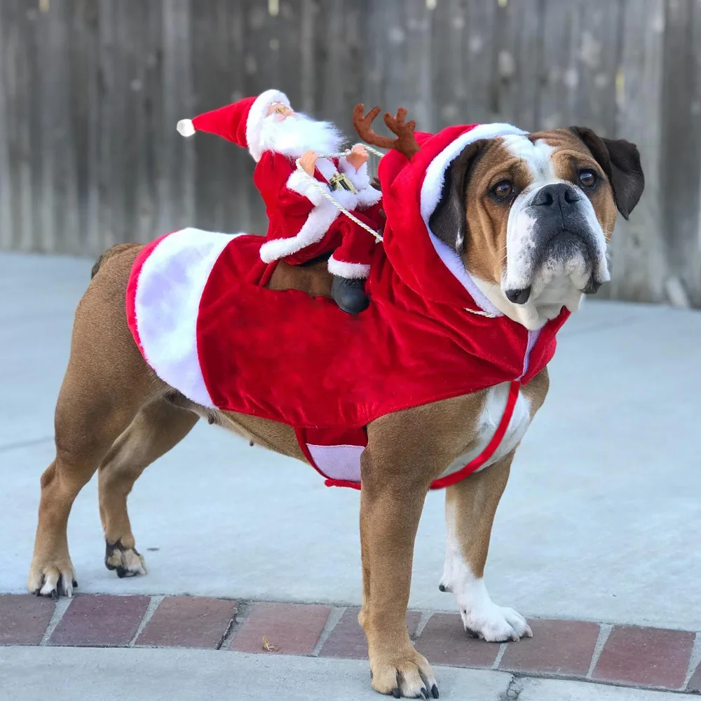 Pet Dog Christmas Costume Santa Riding Horse Christmas Pet Clothing Riding Deer Pet Christmas Supplies