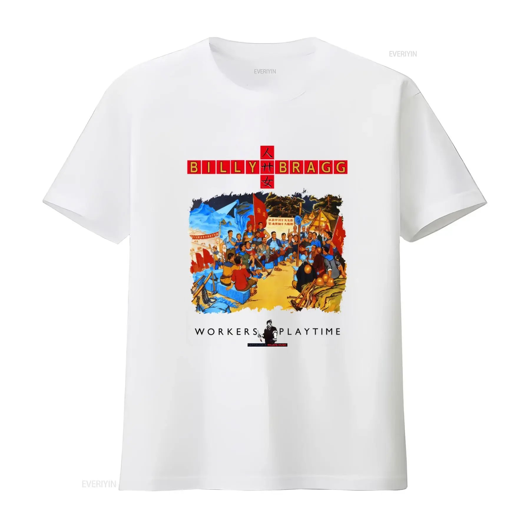 1988 Vintage Billy Bragg Workers Playtime American Tour T Shirt XS Small 80s Folk Rock Post Punk New Wave Political Print