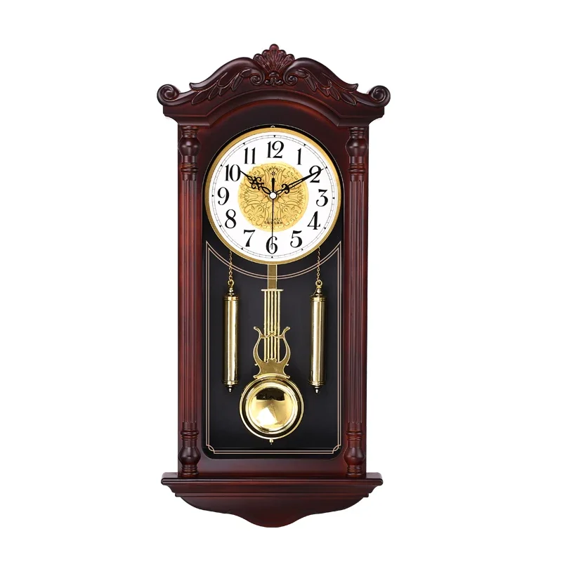 

Creative Chinese Wall Clock Retro Living Room Silent Pendulum Swing Clocks Imitation Wood Quartz Clock Duvar Saati Gift FZ693