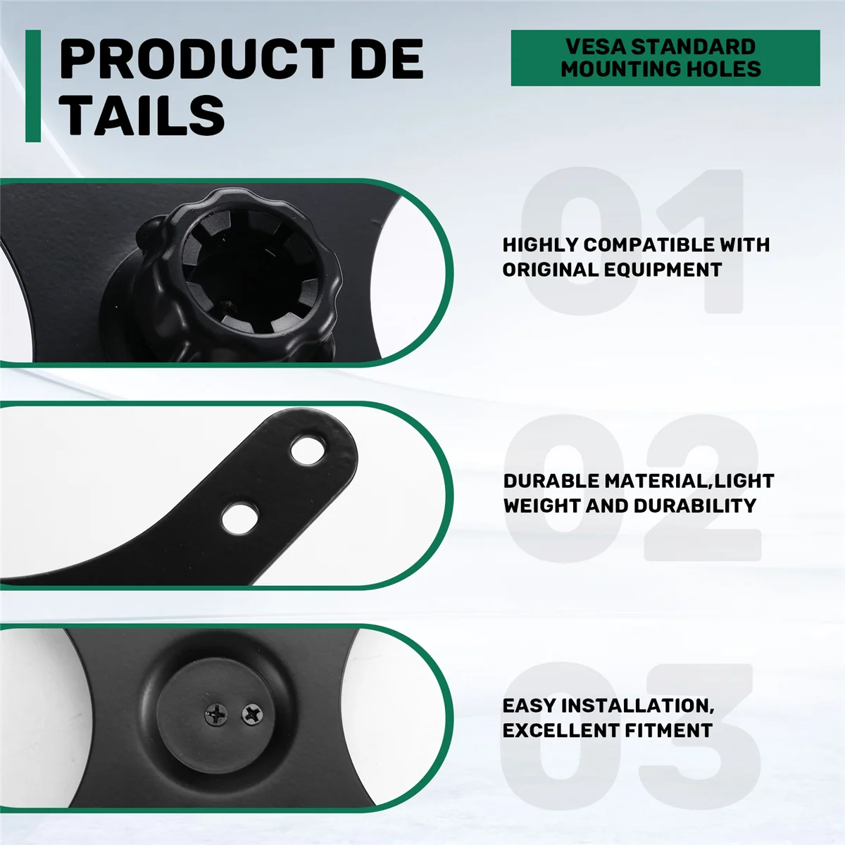 A99TPortable Monitor Mounting Adapter Bracket Plate, 17mm Ball Head to 100x100mm 75x75mm, Wall Mount Arm Mount Universal