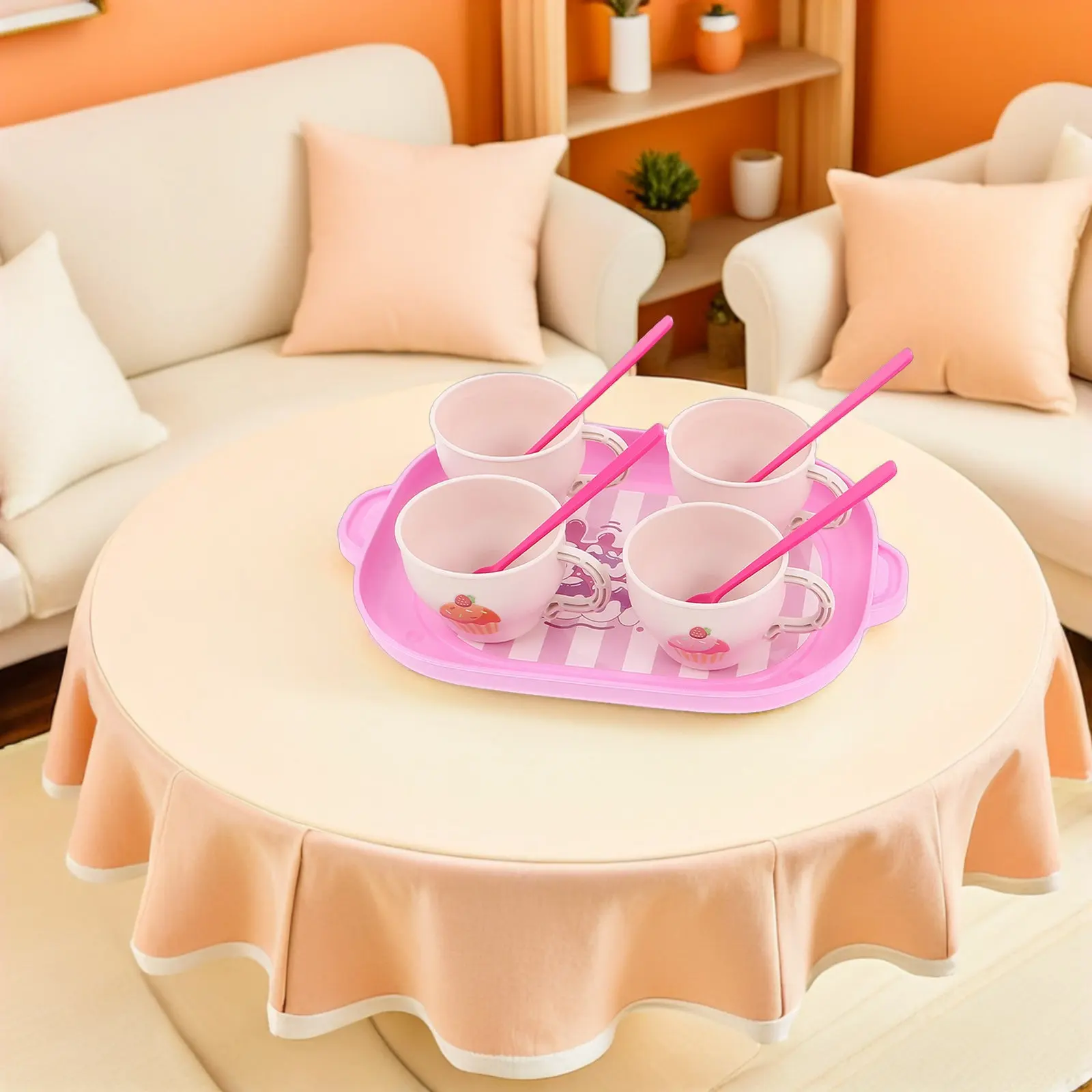 1set-children's-pretend-play-plastic-tea-party-set-bright-colors-teapot-cups-saucers-tray-kids-kitchen-accessories