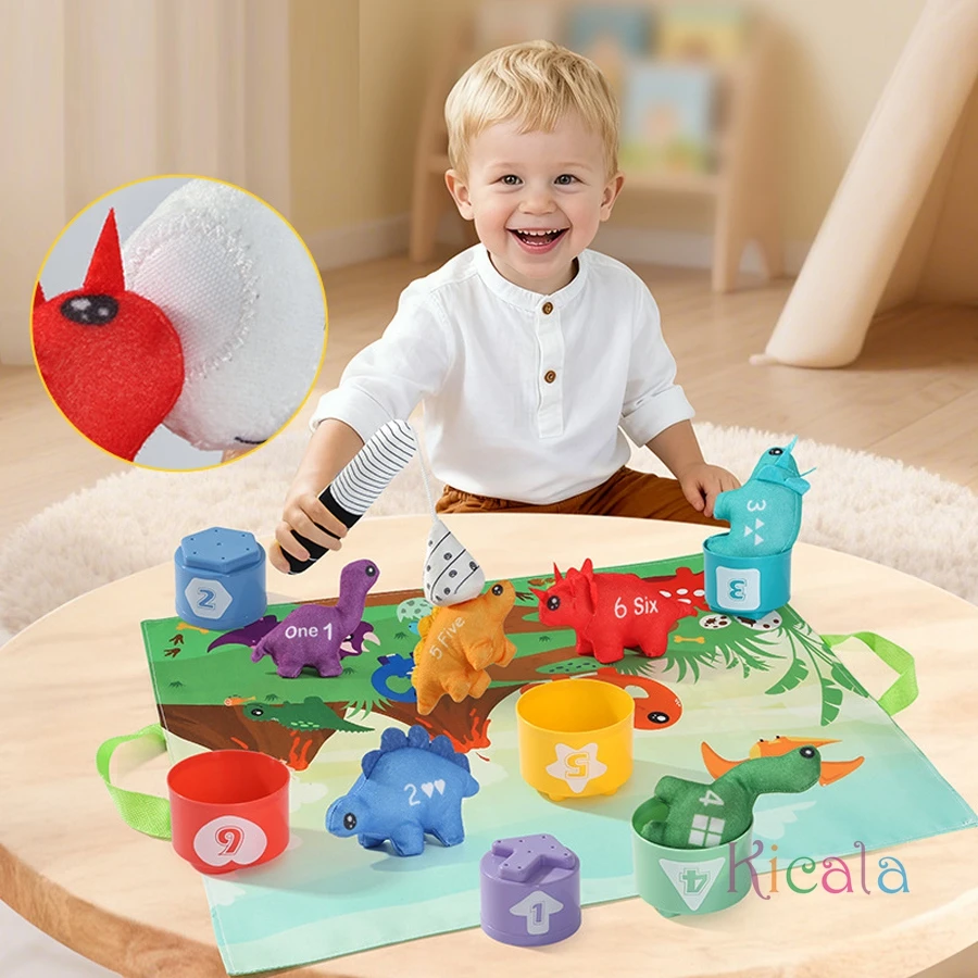 Giocattoli Montessori Gioco di pesca in stoffa per i più piccoli da 6 a 12 mesi Giocattolo sensoriale Tazze impilabili Conteggio dei numeri Ordinamento dei colori Regalo