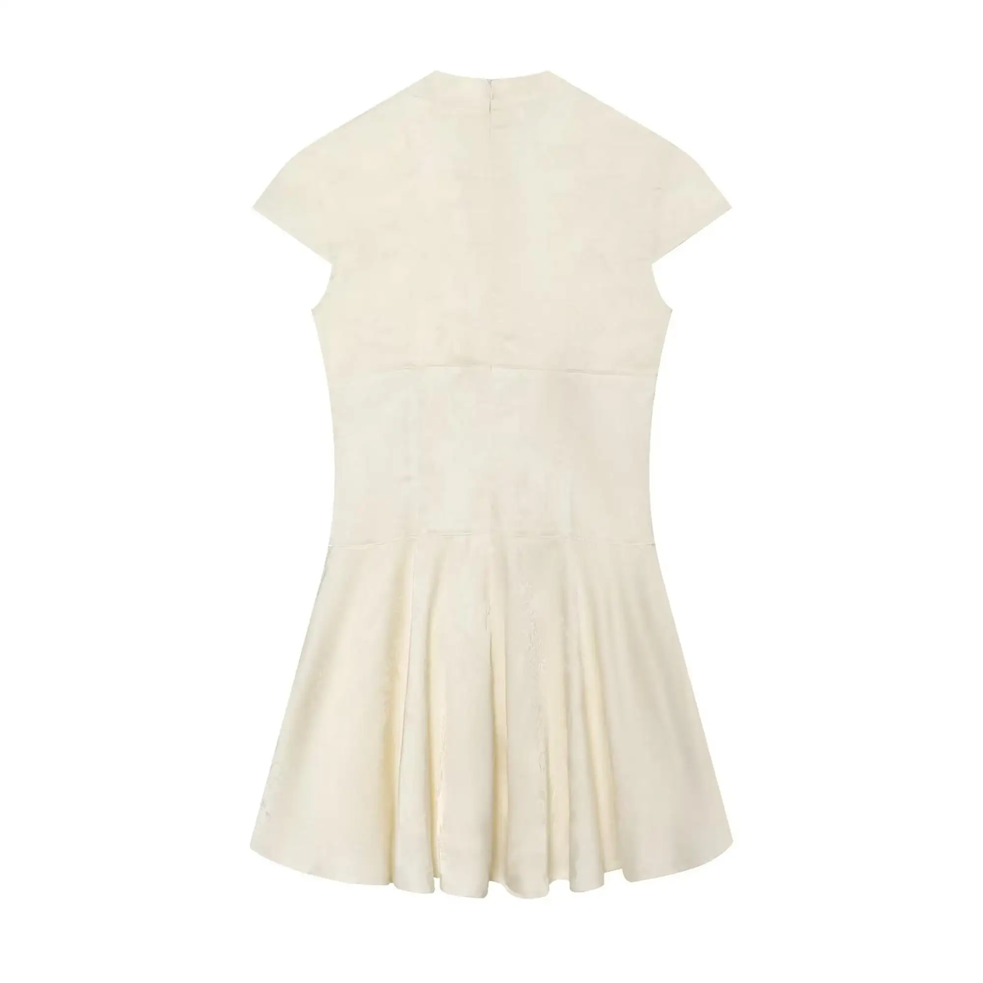 TFMLN Sexy Damen V-Ausschnitt Kurzarm Minikleid Schlankes Hochgeschnittenes Elegantes Vintage Lässiges Kleid mit Knopfverzierung Modisches Damenkleid – Detail 3