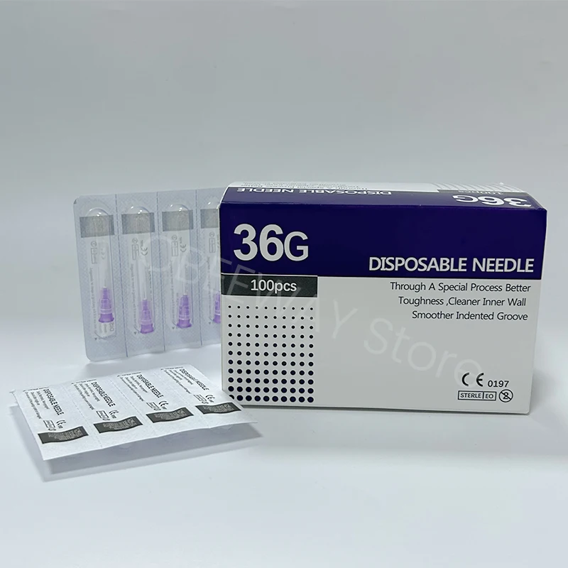 

100pcs Disposable Needle 36g 4mm Beauty Disposable Syringe Filler Safety 36G Needle