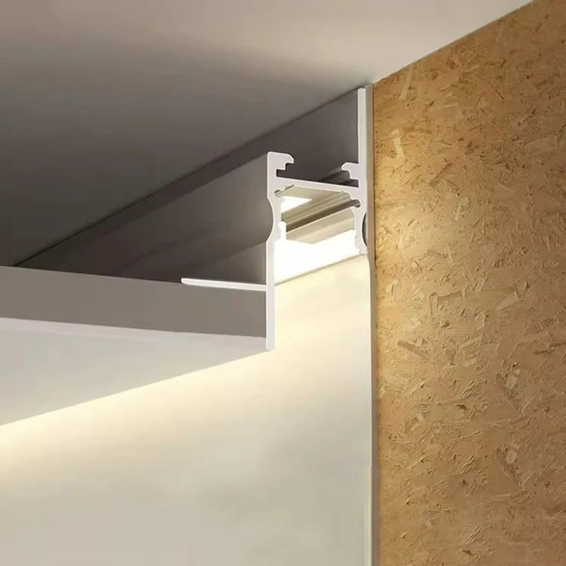 2m Suspended Aluminum Profile Embedded Shadow Gap Light Reflector Line Lighting Indirect Molding Ceiling Profile