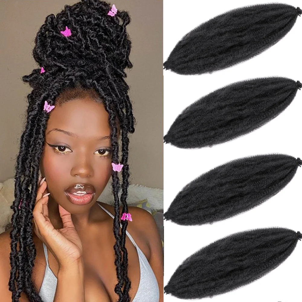 

Пружинные афро-завитые волосы, натуральные черные, 24 дюйма, 4 упаковки, плетение волос Marley Twist, предварительно разделенные, Kinky Twist, вязанные крючком, обертка для волос