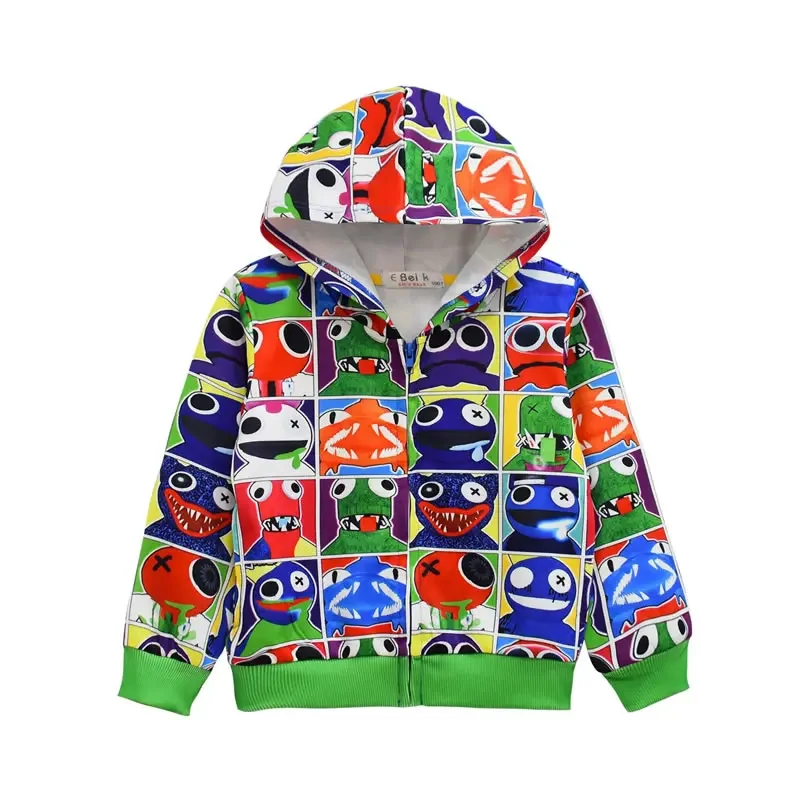 Lente Herfst Regenboog Vrienden Jas Voor Baby Jongen Meisje Bovenkleding Mode Kid Capuchon Print Cartoon Jas Voor Kinderen Vrijetijdskleding