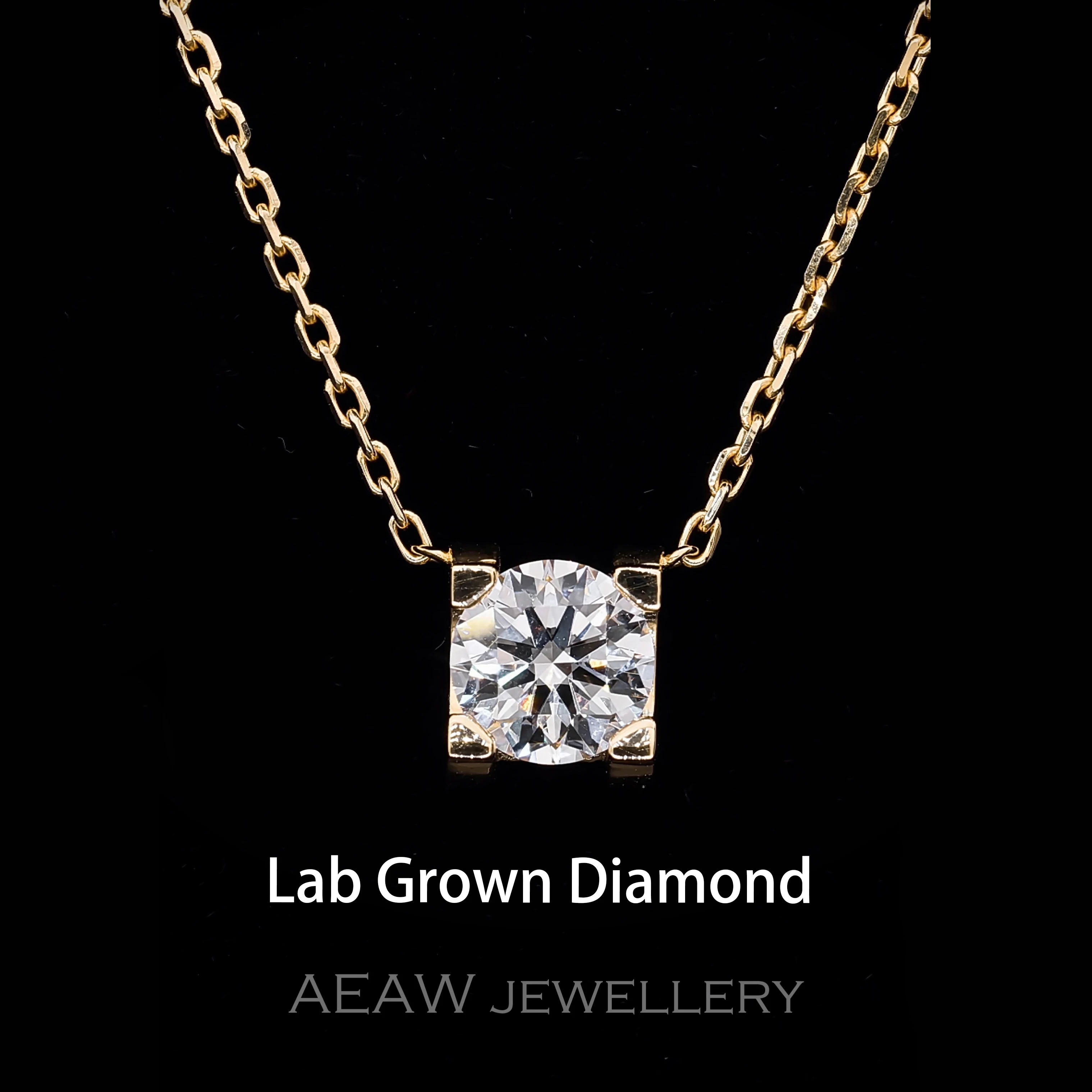 14k żółte złoto 1ct CVD HPHT Lab uprawiane wisiorek diamentowy necklace18 cali w czyste złoto naszyjnik ślubny dla kobiety NO IGI
