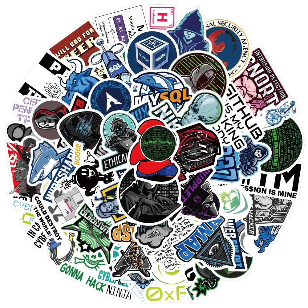 

10/30/50pcs Cartoon Hacker Programming Network Stickers Internet Security Sticker Laptop Phone Suitcase Cool Decals Decoration