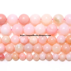 Genuine Semi-precious Natural Top Quality Peru Pink Opal Stone Round Loose Beads 6 8 10 12MM Pick Size For Jewelry Making DIY