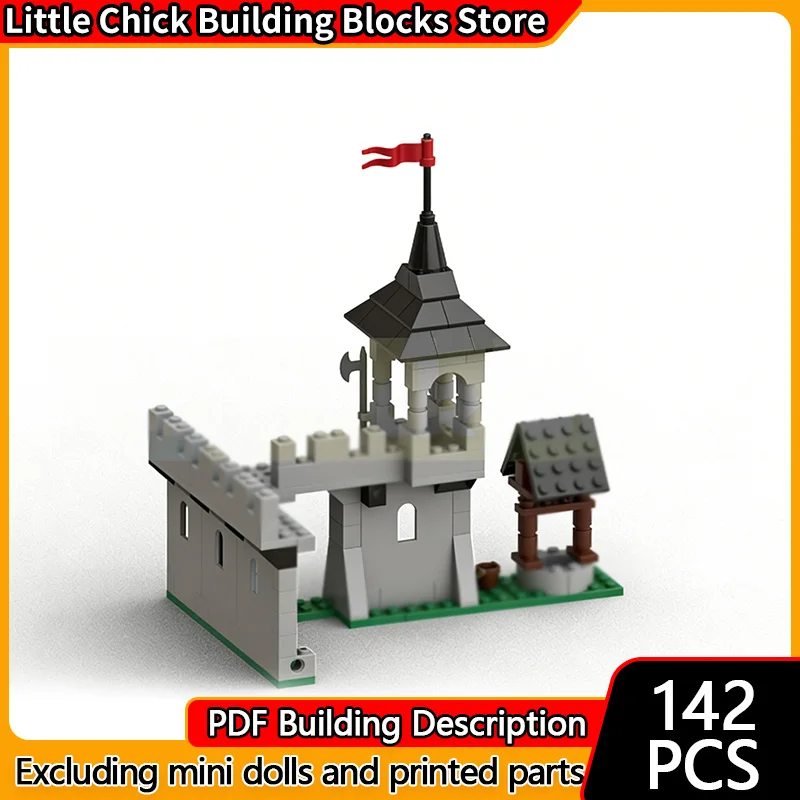 

Средневековый замок, модель MOC, строительные кирпичи, замок, колодец воды, модульная технология, детские праздничные подарки, сборные игрушки, костюм