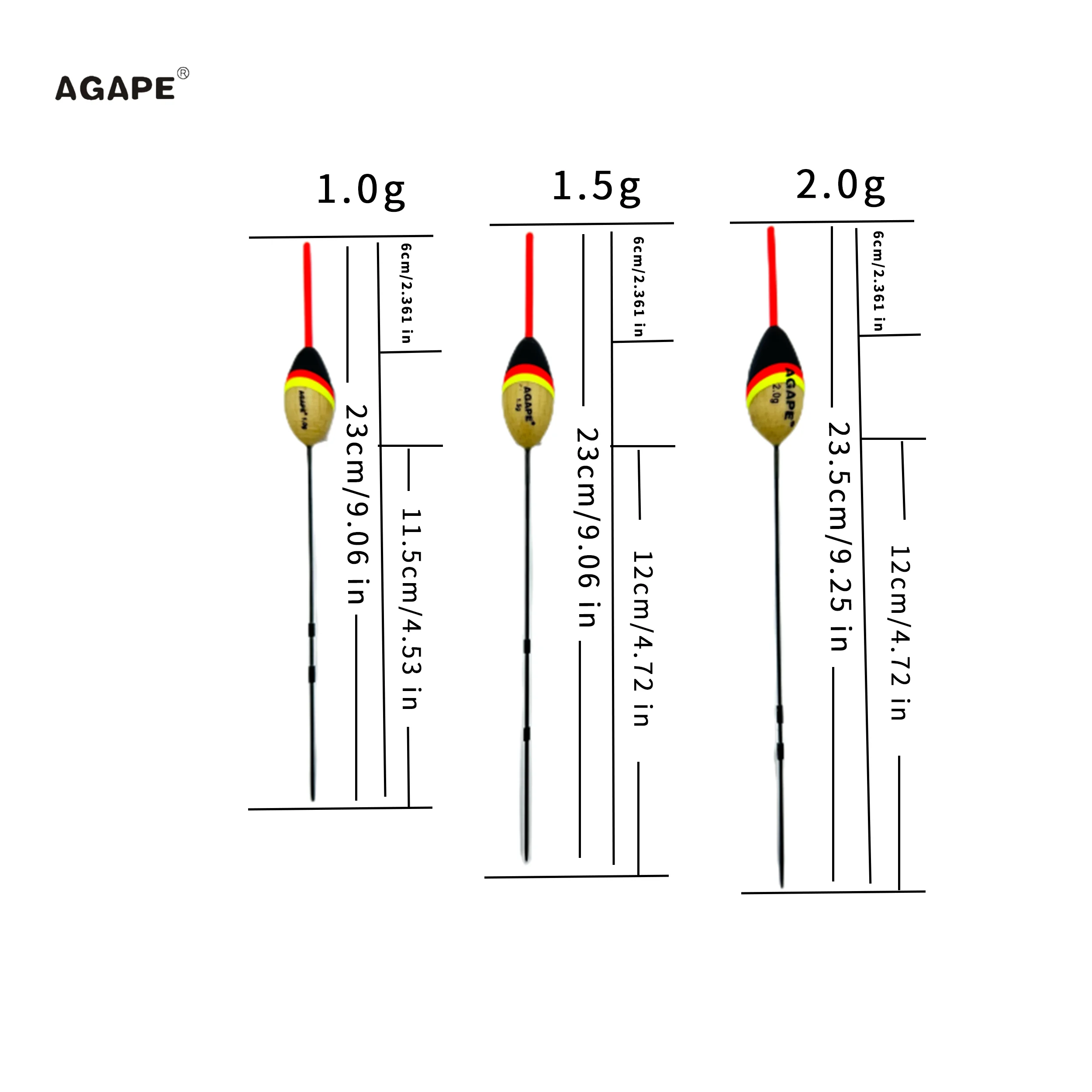 Agape Buoyancy Bobber Fishing Float, Fishing Float, Buoyancy Accessories, Vliegvissen, Wetkarstwo 201160, 1.0-2.0g 10pcs