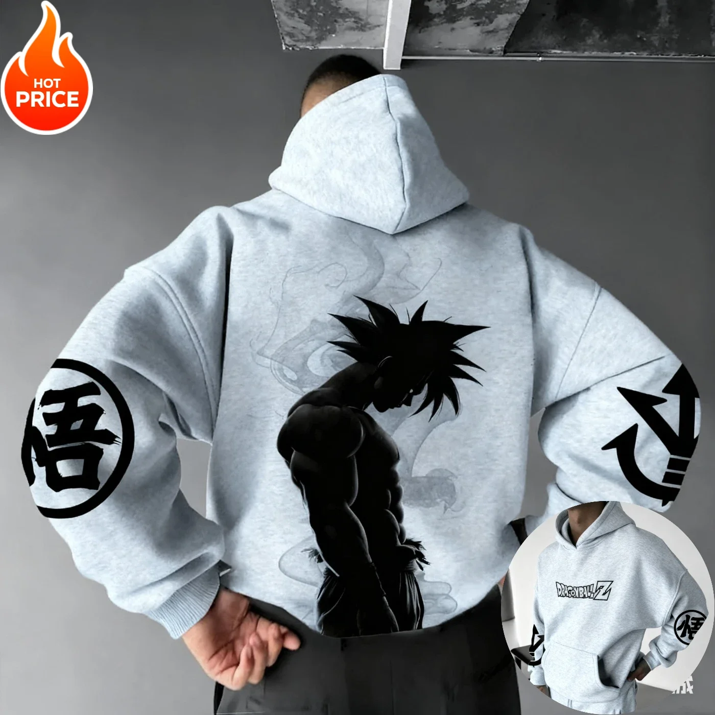 2026/27 Dragon Ball Goku Saiyan Harajuku Street Dress Herbst Eltern-Kind Retro Hoodie Winter Oversized Hoodie Langarm – Detail 7