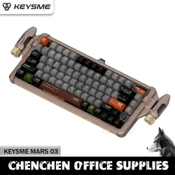 Keysme Mars 03 Wireless Mechanical Keyboard Bluetooth Keyboards 3 Mode CNC Aluminum Alloy Gasket Rgb Light Custom Gamer Keyboard