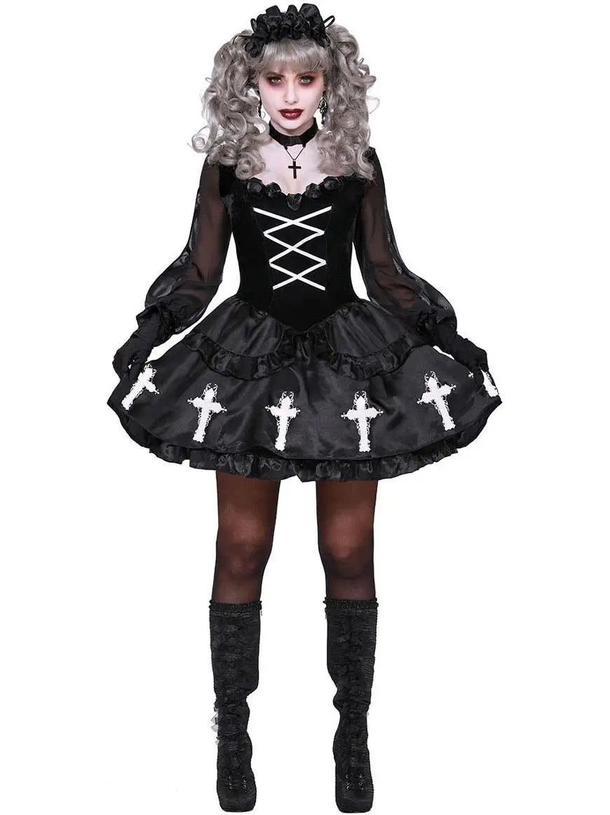 

SXXL наряд монахини-призрака, костюм на Хэллоуин, наряд призрачной монахини, моторошная одежда монахини, праздничный ансамбль пар