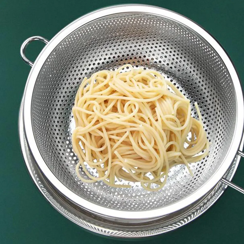 

Stainless Steel Draining Basket Kitchen Vegetable Strainer Long Handle Food Grade Porous Fruit Basket Rice Washer Space Saver