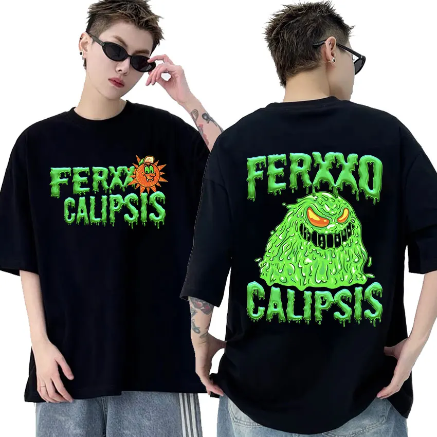 New Feid Ferxxo Ferxxocalipsis Tour 2024 T Shirt Men's Vintage High Quality Fashion T-shirts Hip Hop Clothing Oversized T-shirt