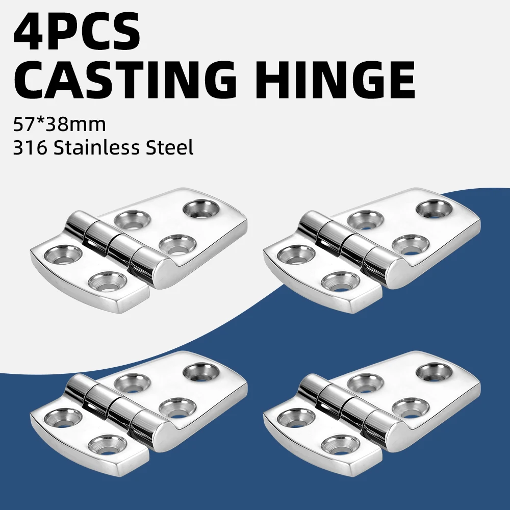 4Pcs 57x38mm 316 Stainless Steel Short Side Hatch Door Hinge for Yacht Boat RV Camper Marine Hardware Accessories