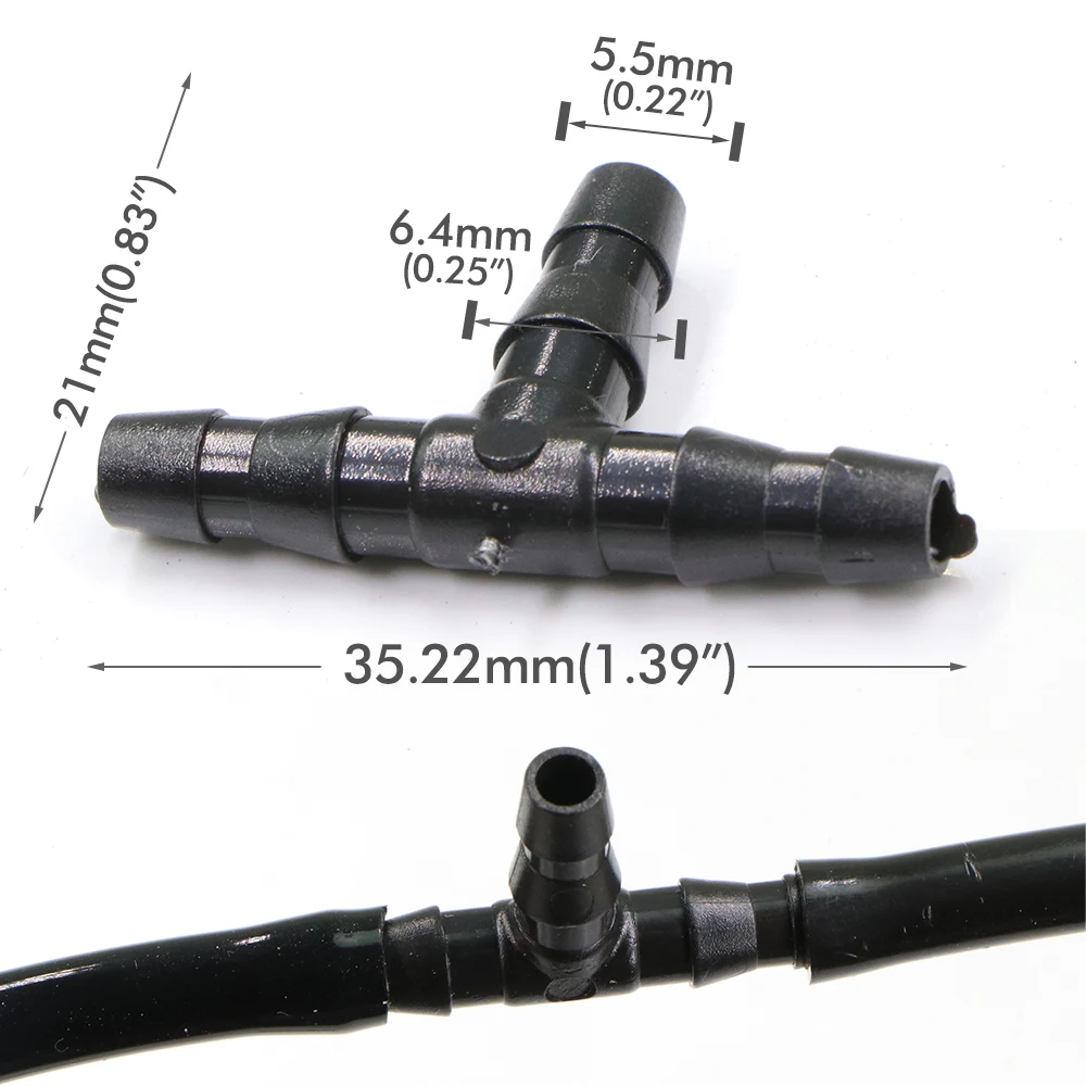 50PCS 4mm Barb Drip Tee Connector Fittings Garden Irrigation Water Hose Connector for 4/7mm Pipe Coupling Adapter Accessories