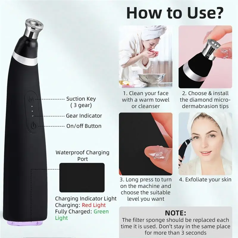 ダイヤモンドピーニングマシンポータブルマイクロダーマブレーションフェイシャルクリーニング黒ずみ除去装置ハンドヘルド角質除去セット