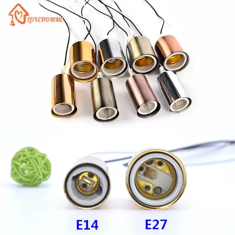 1PC E14/E27 Base Screw LED Light Lamp Bulb Holder Adapter Socket Converter Wall plug-in Screw Base Chrome Ceramic Screw Base