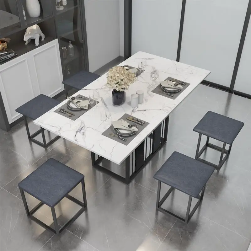 Cube leather upholstered metal stools, stackable, 5 in 1, suitable for home office and bedroom use
