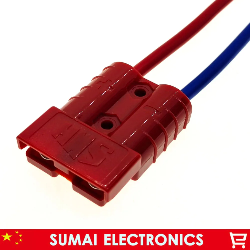 Red SMH 2 Pin 50A 600V Power Connector Battery Plug with 15 CM 10 AWG cable for APC inverter power, forklift electrocar