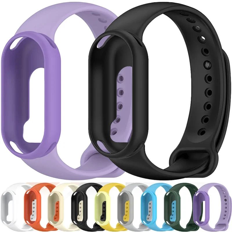 Case+Strap For Xiaomi Band 10 9 8 Two-Piece Suit Screen Anti-fall Protective Shell For MiBand 10 9 8 Silicone Bracelet Wristband