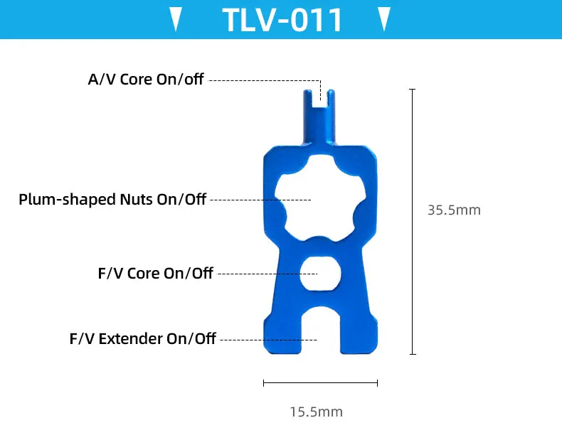 Fahrradventilwerkzeug Schrader Presta Kernschlüssel A/V Nipper Spanner F/V Extender Überholung Installation Service Eloxiertes Alaun. Legierung – Detail 8