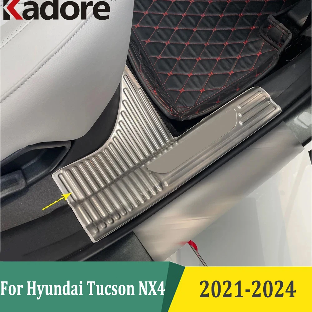 

For Hyundai Tucson NX4 2021 2022 2023 2024 Black Inner Side Door Sill Scuff Plate Trim Car Accessories Styling Sticker