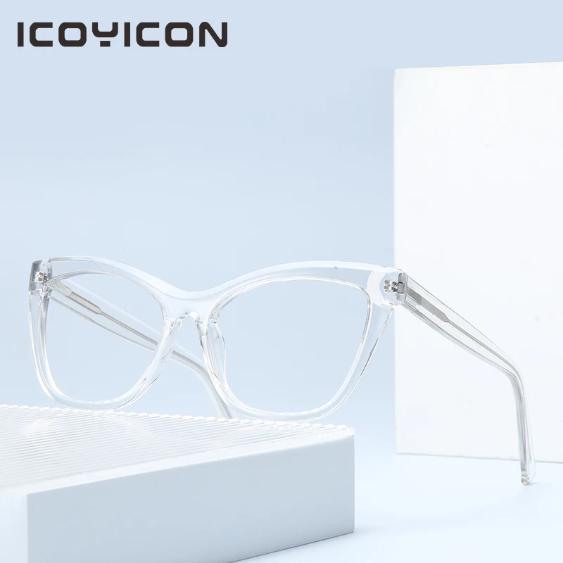 

Transparent Acetate Glasses Frame Cat Eye Large-frame Trend Eyeglasses Luxury Brand Design Optical Prescription Eyewear BOA1197